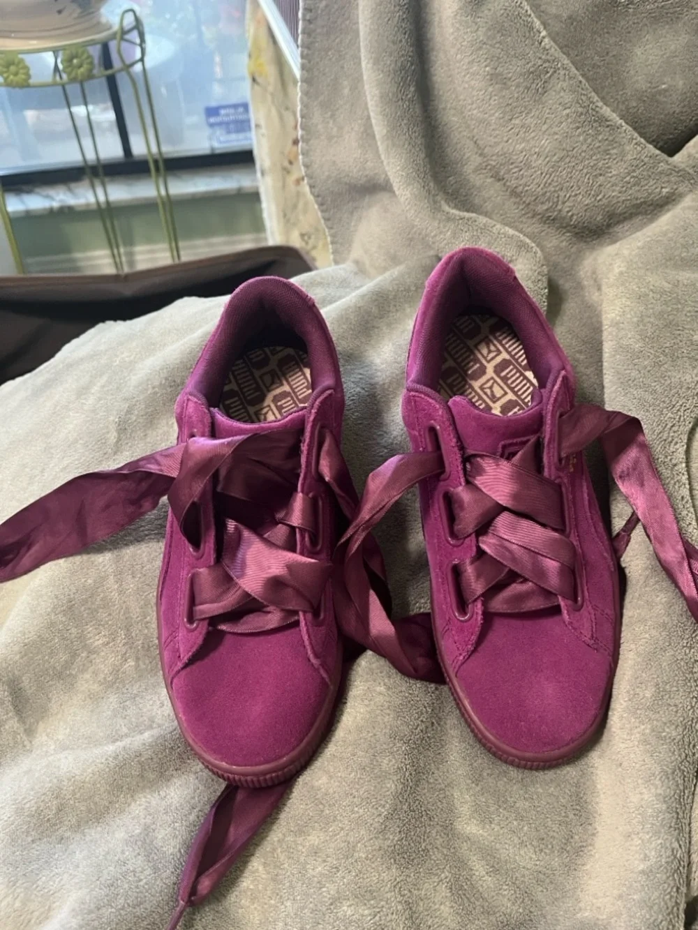 Puma Women's Suede Sneakers - Purple with Gold Accent - Picture 12 of 12